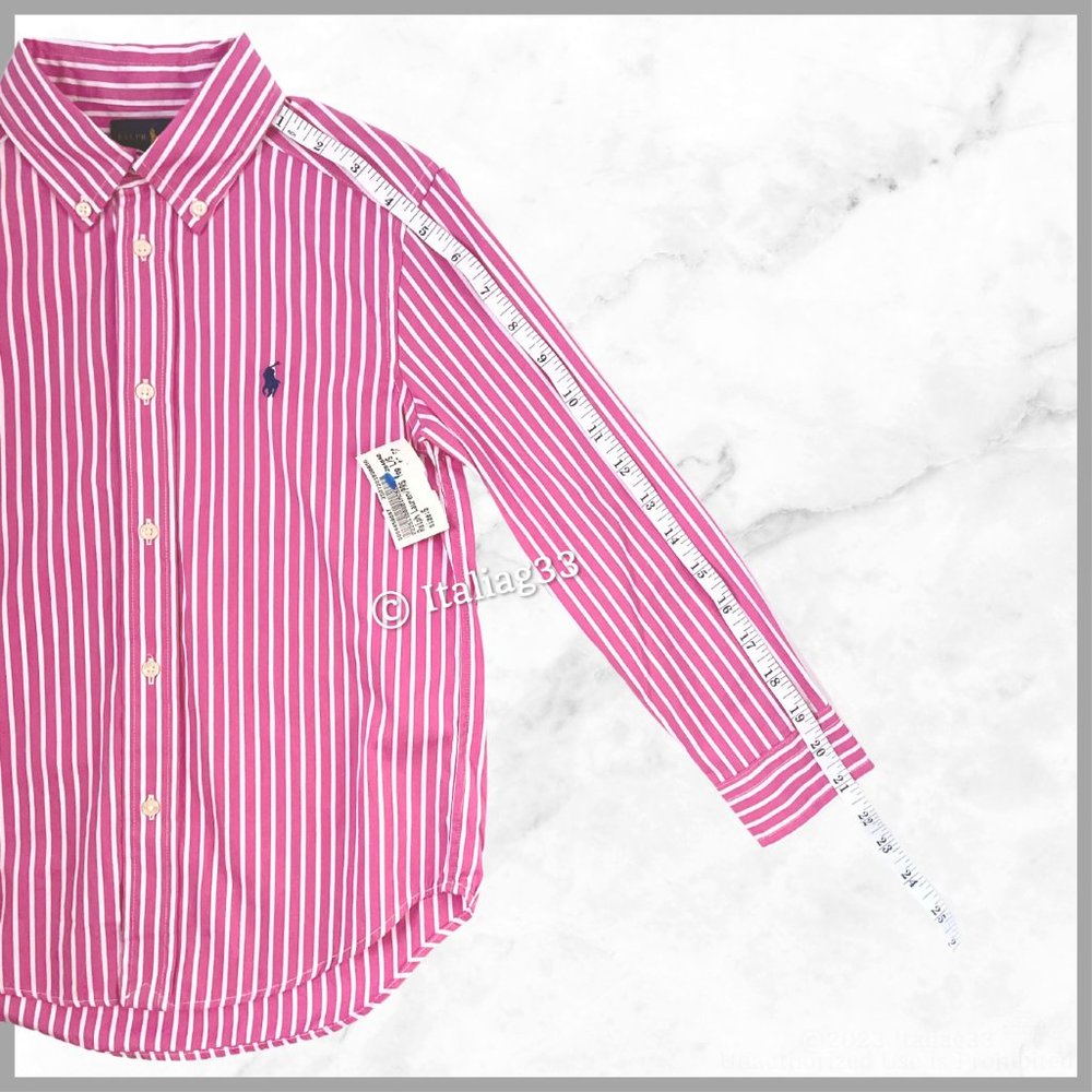 Ralph Lauren Polo Oxford Dress Shirt Pink Striped Long Sleeve Boys 6 Brand New! - Picture 10 of 13